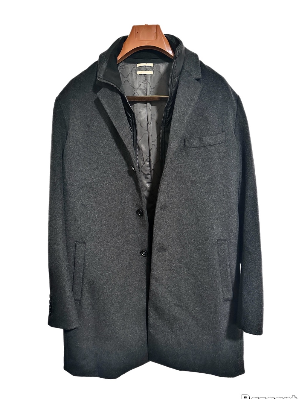 Michael Kors Charcoal Gray Men's Pea Coat with Quilted Liner